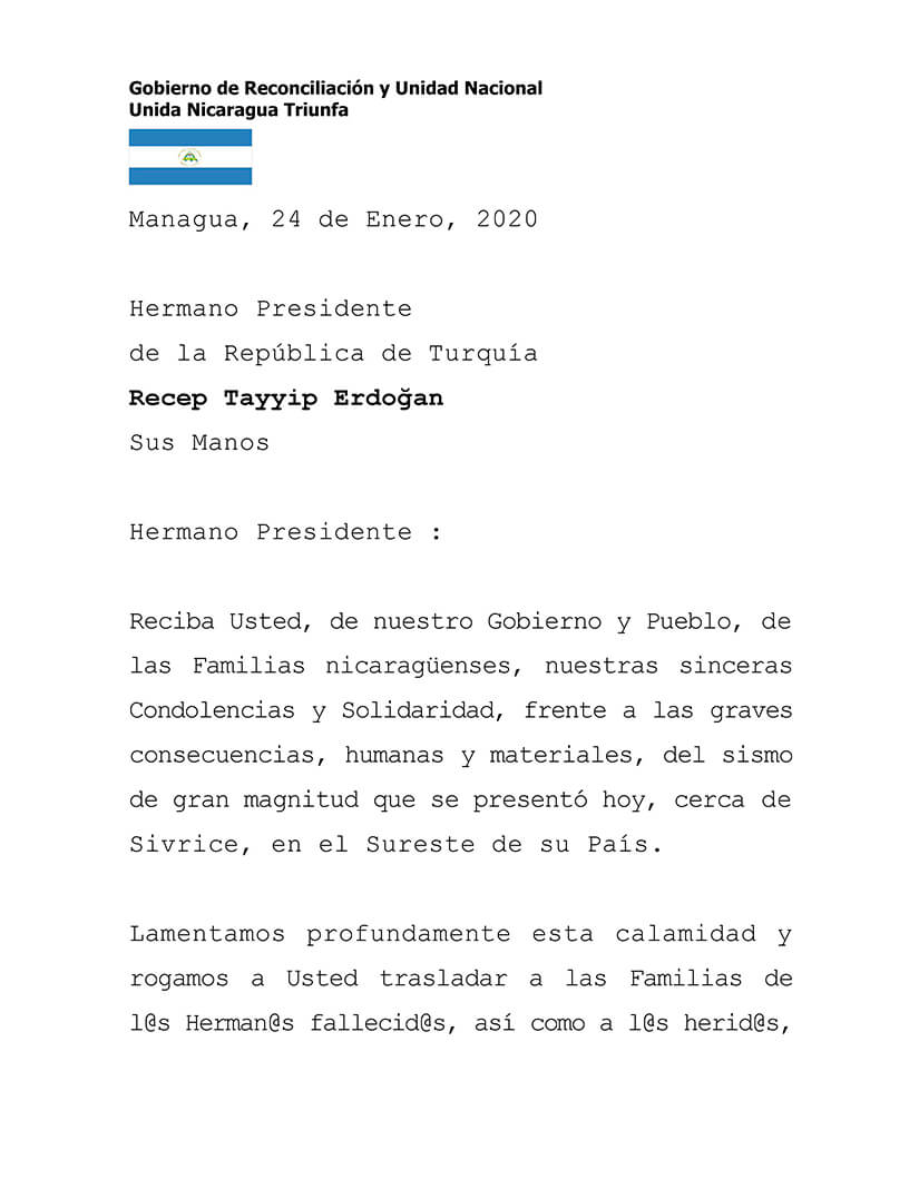 mensaje-nicaragua-turquia-sismo
